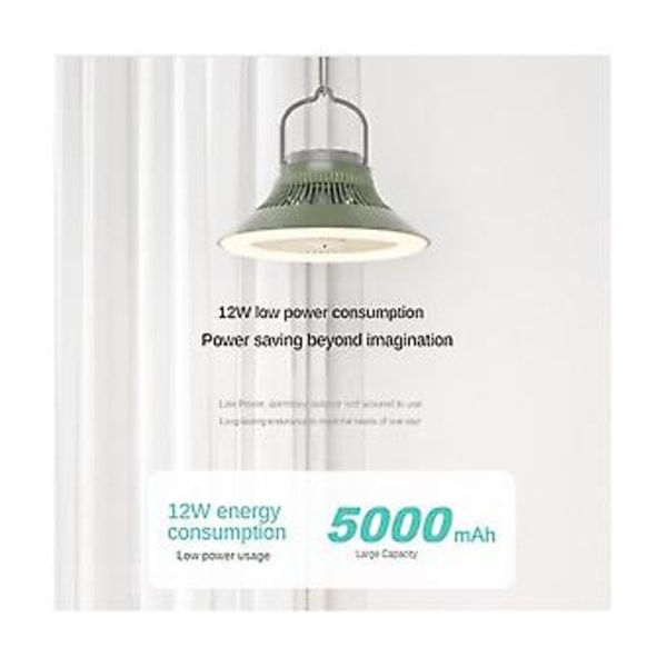 5000mah Ladattava retkeilytuuletin Kannettava langaton pöytätuuletin sähkötuuletin kattoon Pow-toiminnolla