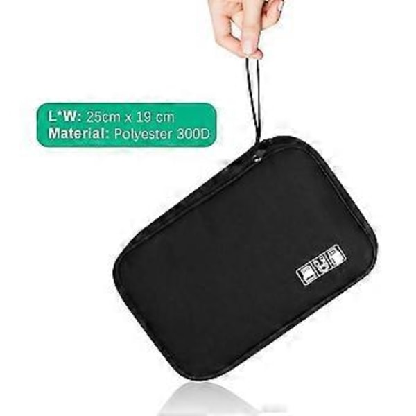 Elektronikk Tilbehør Organizer Veske, Universal Reiseveske for USB-kabel, SD-kort, Lader Harddisk (svart)