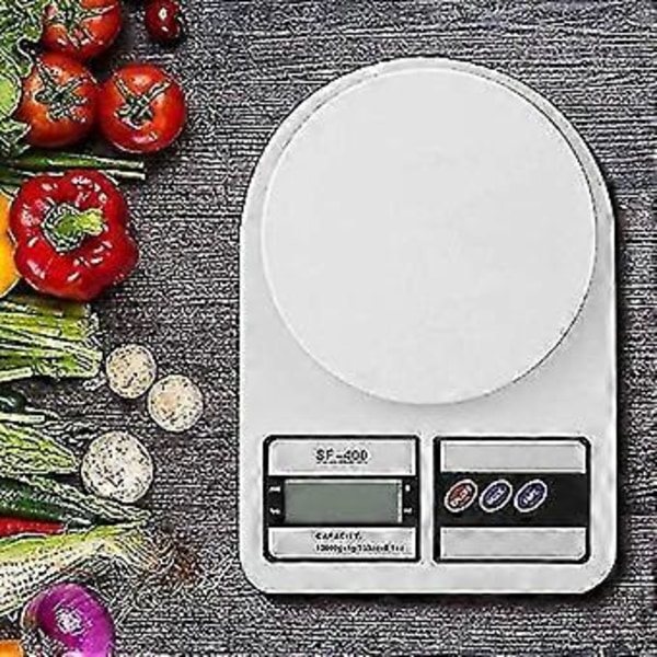 Köksvåg 10kg Digital LCD Elektronisk Matlagningsvåg med Mätbål, Slimmad Design Exakt och Precis Viktmätning Våg För Hem, Kontor (