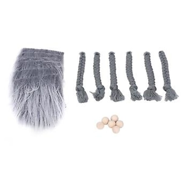 18 stk. Forklippet Nisseskæg Fluffy Gråt Kostume Fletskæg med Trækugler til DIY Håndværk Ornamenter