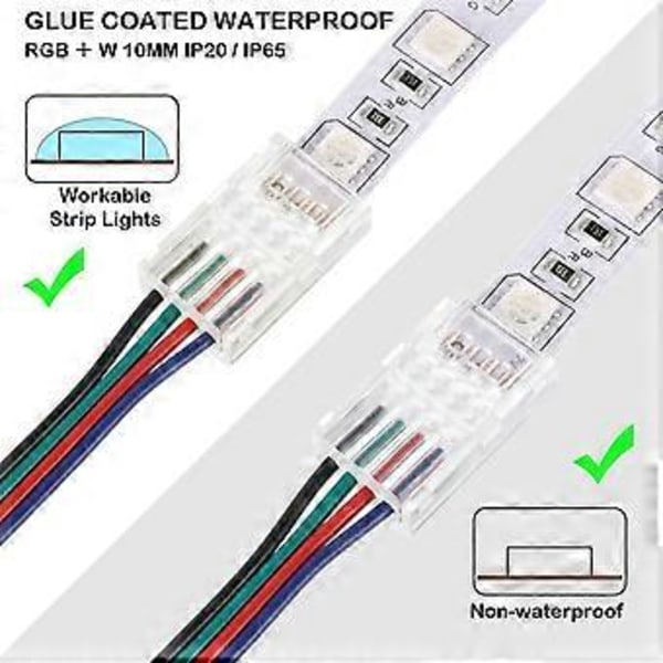 LED Lys Strip Stik 20 Vandtætte LED Adapter Stik Loddefri LED Lys Strip Stik 4 Pin 10mm