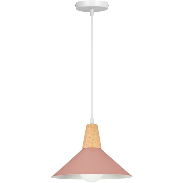 Vintage industriell anheng taklampe kreativ hengende lys metall tre lysekrone rosa