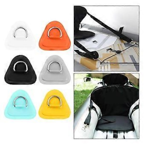 6 stk. D-ring patch for oppblåsbar båt kajakk jolle SUP, D-ring PVC patch Stand-Up Paddleboard kano rafting hvit