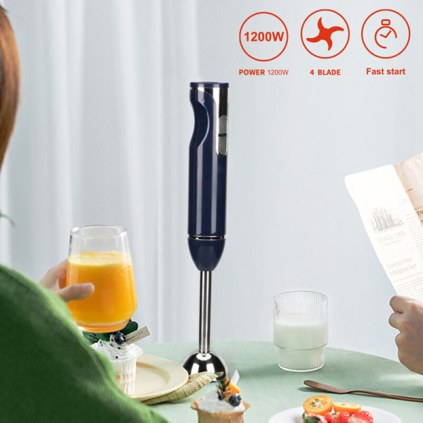 Multifunksjonell håndmikser, 1200W, avtagbar fot, høyeffektive kniver, turbofunksjon, BPA-fri - Fei Yu