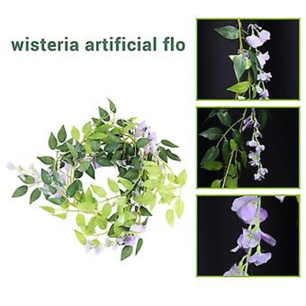 2 stk. 2,1 m/stk. Kunstig Wisteria Ranke, Blomsterguirlande Wisteria Ranke til Udendørs Brug
