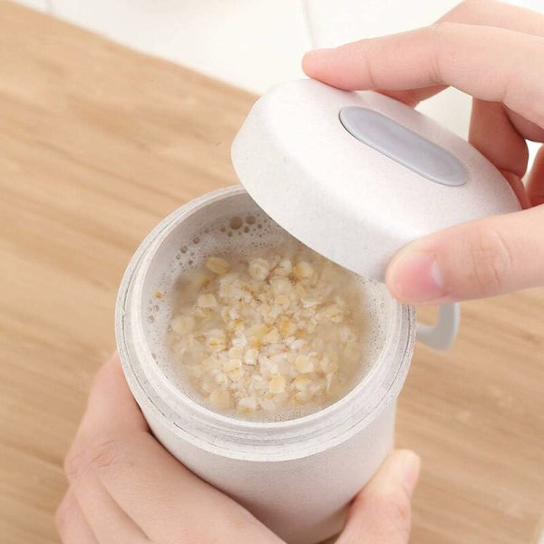 Muesli-mugg, Muesli-kruka, 300 ml bärbar behållare för mjölk, flingor, müsli, mikrovågsugn, BPA-fri, förhindrar spill, med sked för frukost (B
