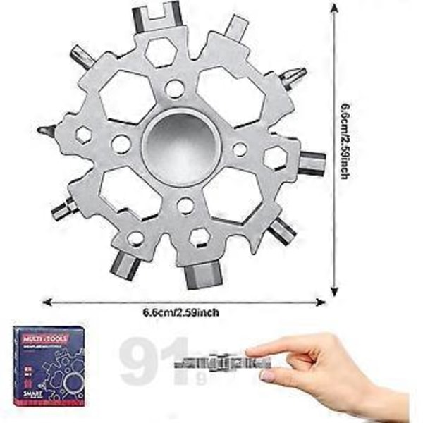 Present till män, Snöflinga Multiverktyg med Fidget Spinner-funktion, Ficköverlevnadsutrustning