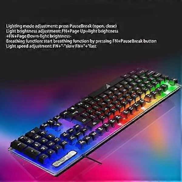 USB Mekanisk Känsla Gaming Tangentbord Flytande U-formade Tangenter Trådbundet Tangentbord för Windows Gaming PC (104 Tangenter, Svart)