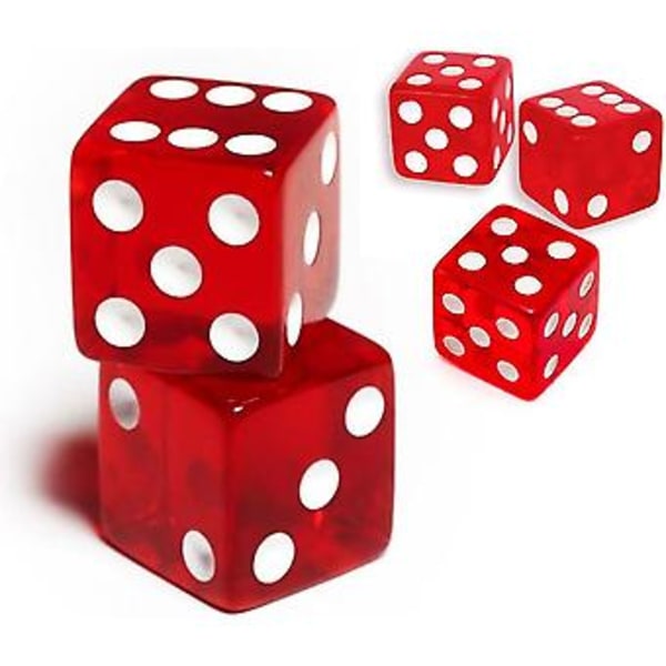 16mm D6 Noppa Punainen Läpinäkyvä/valkoinen - Valmistettu Saksassa! - 5 kpl