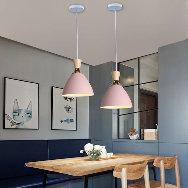 Moderne pendellampe innendørs lysekrone justerbar hengende taklampe rosa
