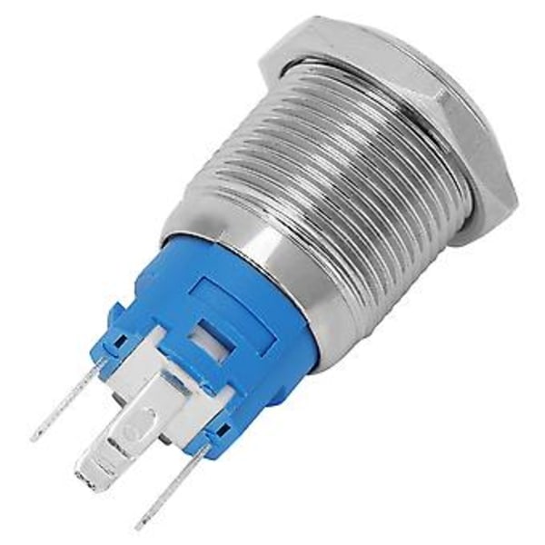 2 ST Platt Självåterställande 5-Pin Metall Tryckknappsbrytare med Lampa & Siffra 2 Symbol, 16mm 220VAC Gul, Idealisk för Kontrollpaneler