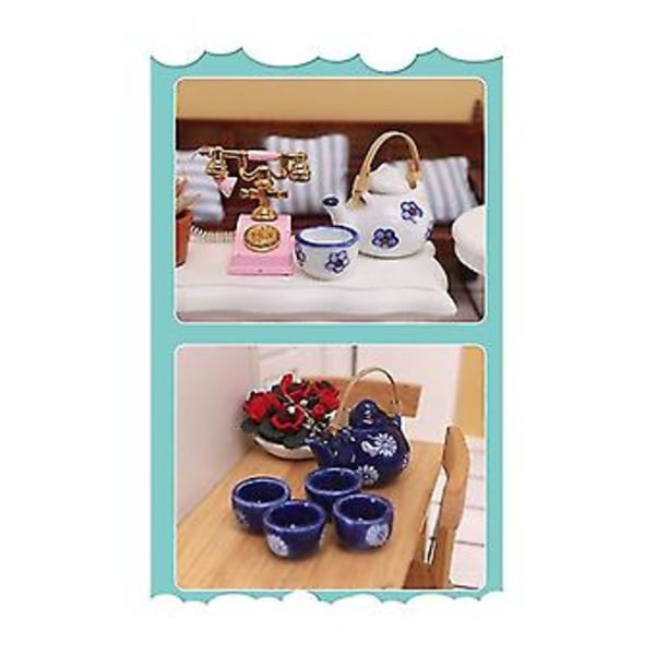 1:12 Teservis/6st Keramiska Servis Tekanna Kit Tillbehör