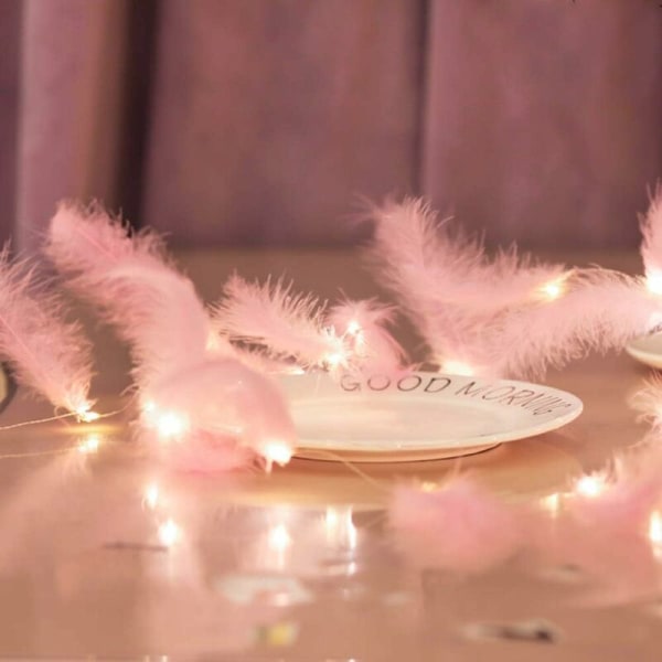 300 LED vaaleanpunaisia ​​höyheniä keijuvalot 8 valotilan kaukosäätimellä Romanttinen seinäverho koriste hääjuhliin Bedr