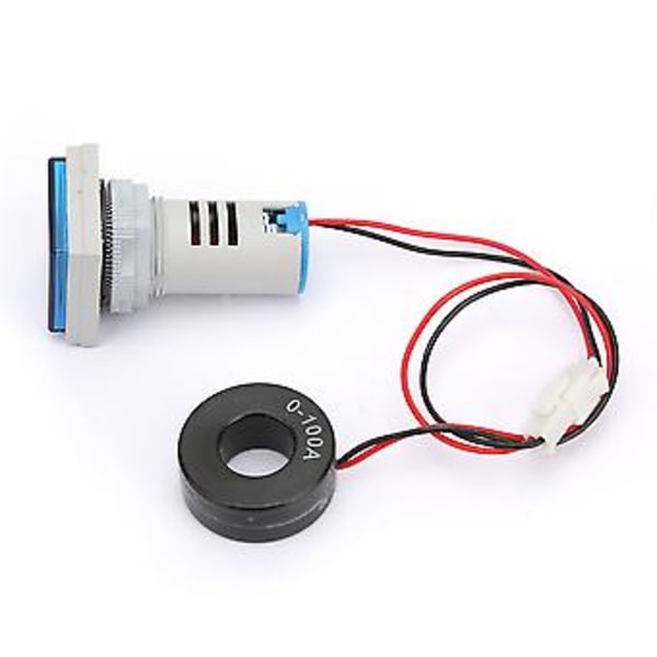 22mm LED Display AC Strøm Signalindikator Digitalt Amperemeter Indikator 0-100A AC220V (Blå)