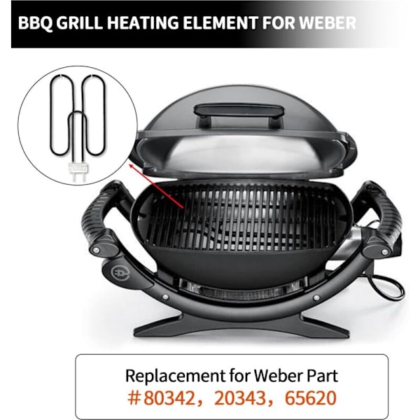 66631 Varmeelement for Weber elektrisk grill, erstatningsdel for Q140, Q1400 elektrisk grill, elektrisk røyker, innendørs utendørs grill varmeelement