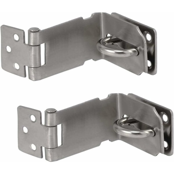 2 stk. Hengelåsbeslag, 90 graders rett vinkel rustfritt stål dør lås, Heavy Duty Hengelås Clasp Dør Port Lås Lås, for Dør Vindu Kjæledyr