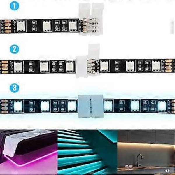 50 kpl 4-nastaisia RGB LED-valonauhan liittimiä 10 mm LED-nauhan saumatonta juotosvapaata sovitinta päätejatketta