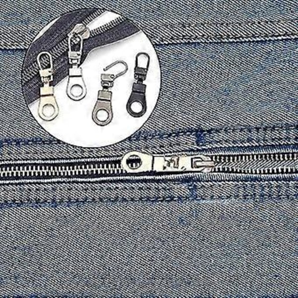 4 stk. glidelåstrekk, avtakbare glidelåstrekkfaner i metall, glidelåstrekkforlenger, glidelåstrekkerstatning, avtakbar glidelåsdel (4 farger)