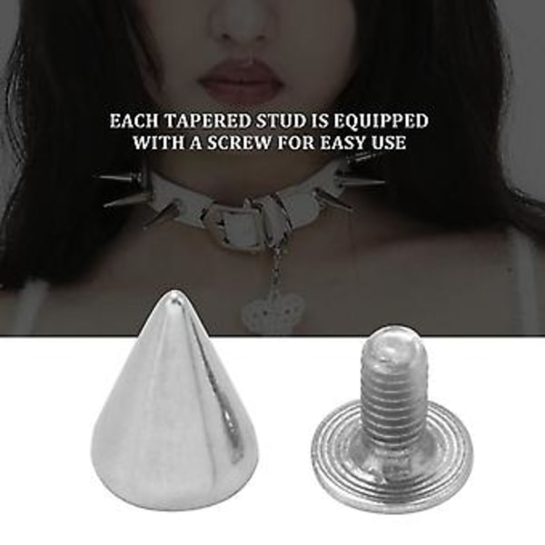 100 st/set 9,5 mm Silver Koniska Spikar Skruvrygg Nitar DIY Hantverk Coola Punk