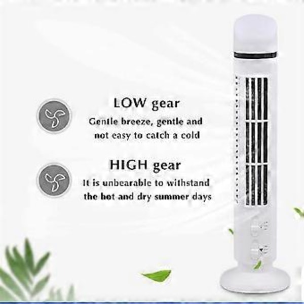 Bærbar Luftkøler Ventilator, Strømlinet Tårnventilator med LED, Kraftig Vind, Pladsbesparende, Bladløst Design, USB Interface Sort