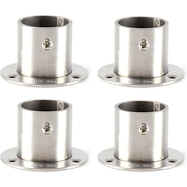 4 x Garderobsstångsfäste med skruvar, Garderobsflänsfäste, Rob Flänsfäste Fläns, 25mm Gardinstångsfäste, Garderobsstångsfäste, Rostfritt
