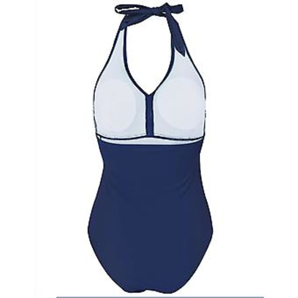 Baddräkt med magkontroll, rynkad, halterneck, V-ringning, push-up, vadderad, monokini