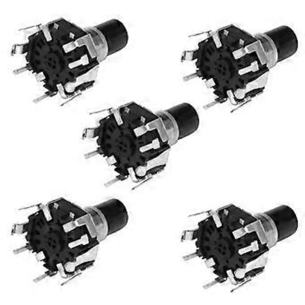 5 stk. EC12D1524403 Bilnavigation CD Volume Encoder med Trykknap EC12 Rund Type 30 Positioner 15 Impulser