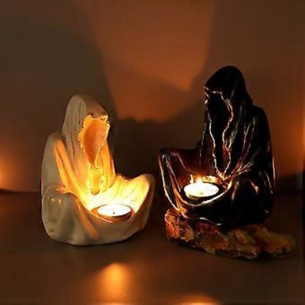 Spøkelseslysestake Halloween Horror Gotisk Lysestake Gotisk Skummel Telys Horror Lysestake Hvit