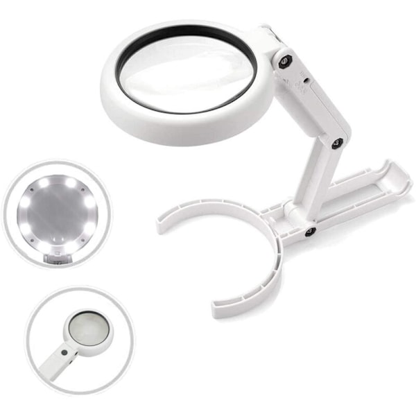 5X Magnifying Glass with Light - Handheld Magnifier, Desktop Magnifying Glasses with 8 LED Lights for Reading, Hobbies, Crafts, Computer Repair and