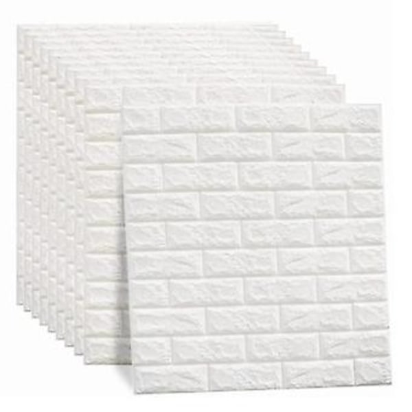 3D Tapet Selvklebende Vanntett Kuttbar Luktfri Falsk Murveggpanel for Stue Soverom Hvit 10 stk
