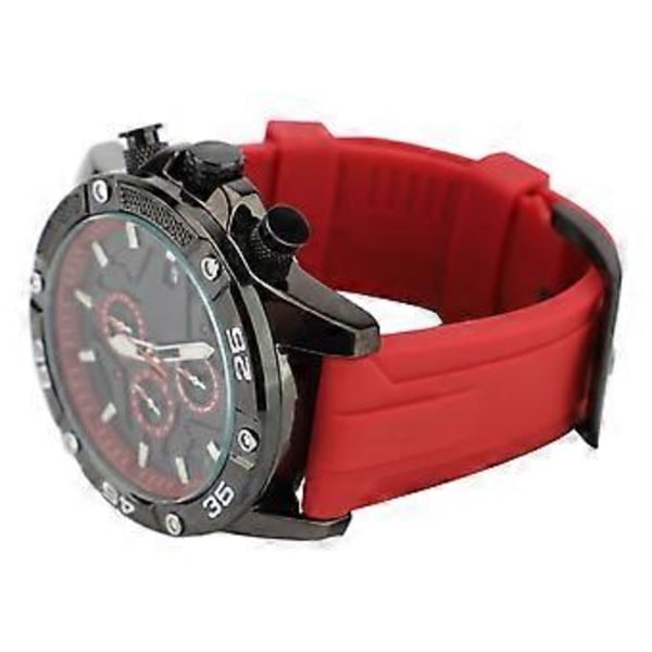 Sort Rød Multifunktionel Quartz Ur: Silikonerem, Moderne Dato, Selvlysende Vandafvisende til Business Casual