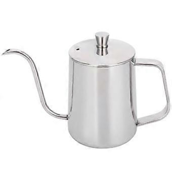 600 ml Kaffedroppkanna 304 Rostfritt Stål Smal Pip Förtjockad Kaffekanna med Lock
