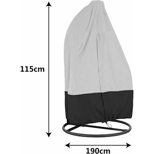 Skyddande överdrag för hängande fåtölj - 190 x 115 cm - 210d Oxford rivskydd - Skyddande överdrag med dragsko - Vattentät - Vindtät - för Gard