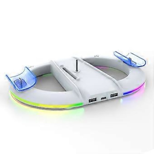 Gamepad-hållare för PS5Slim-spelkonsol, universell modell med omgivande ljusring, upprätt ställ med headsethängare, A