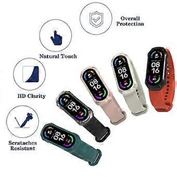 3D-kalvo + kova PC-kotelo Mi Band 6 5 4 3 -älykellon rannekkeelle, koko näyttö