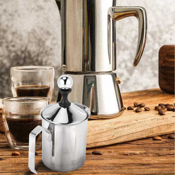 Manuel Mælk Fransk Press Kaffemaskine Rustfrit stål Håndpumpe Mælkeskummer Håndholdt mælkekande