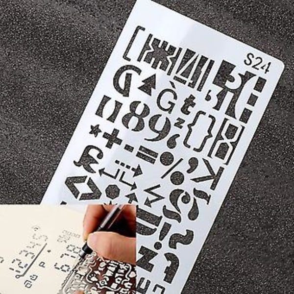 24 arkkia kirjain- ja numeromallineita 4x7 tuumaa aakkosmalline muovia kotiin tee-se-itse scrapbooking-maalausta varten