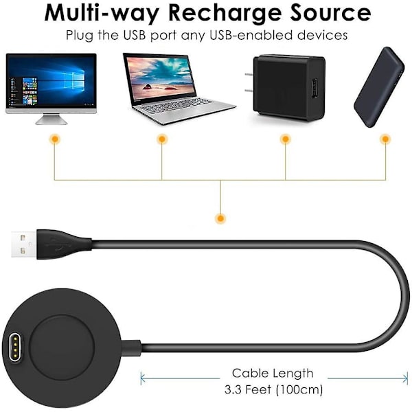 Ladekabel kompatibel med Vivoactive 3/3 Music / 5 / 5s / 5x / 5x Plus / Instinct / Forerunner 935 Kabel Lader Ladestasjon