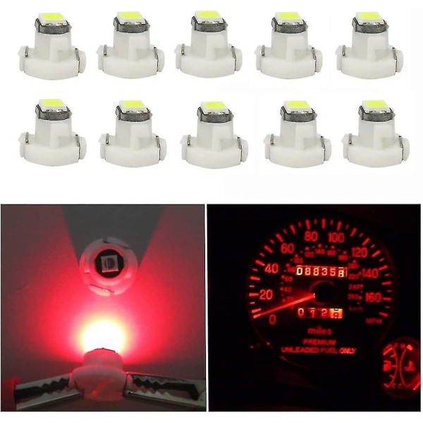 10 stk Rød T3 Base Led Bil Dashbord Led Pære Dashbord