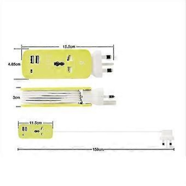 Kestävä pistorasia USB-latausporteilla ja ylijännitesuojalla, vihreä