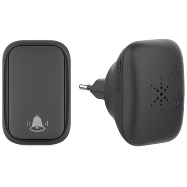 Trådløs og batterifri dørklokke, vandtæt, IP 65, sne, regn, fugt, sort..