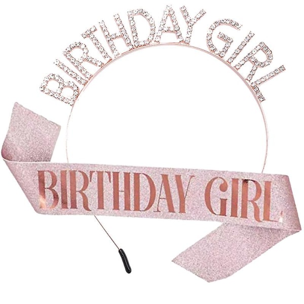 Födelsedag för kvinnor, Birthday Girl Sash & Birthday Tiara for Women Set, Sweet Happy Birthday Accessoarer Style 1