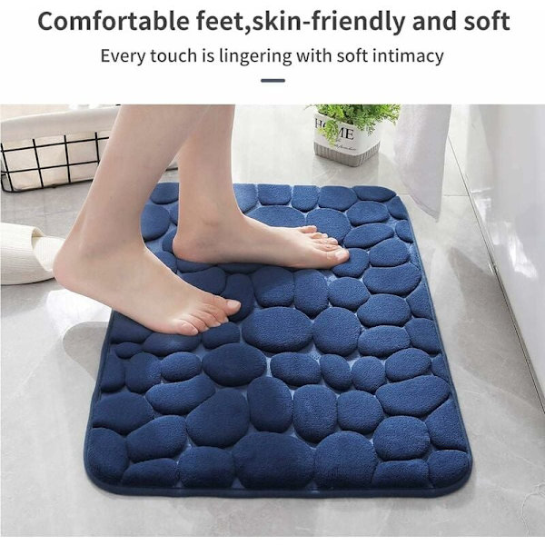 Badrumsmatta Anti-Slip 60x90cm Inomhus Dörrmatta Minnesskum Entrématta för Badrum Badkar Kök Marinblå
