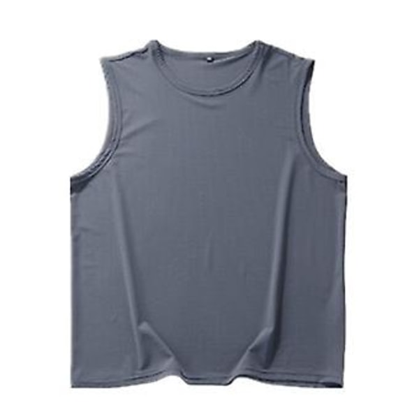Miesten hihaton treenipaita, viilentävä, nopeasti kuivuva, kotitreeniin ja urheiluun, harmaa, 2XL
