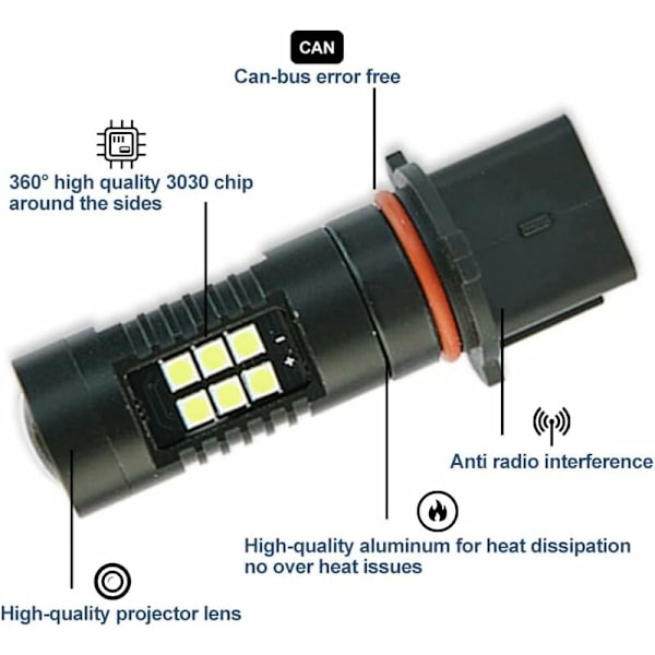 Drl 2-pak dagslys for Sko/da Yeti Pre-LCI 2010 2011 2012 2013 P13W 12277 SH23W XeChristmas hvitt Canbus LED dagslys