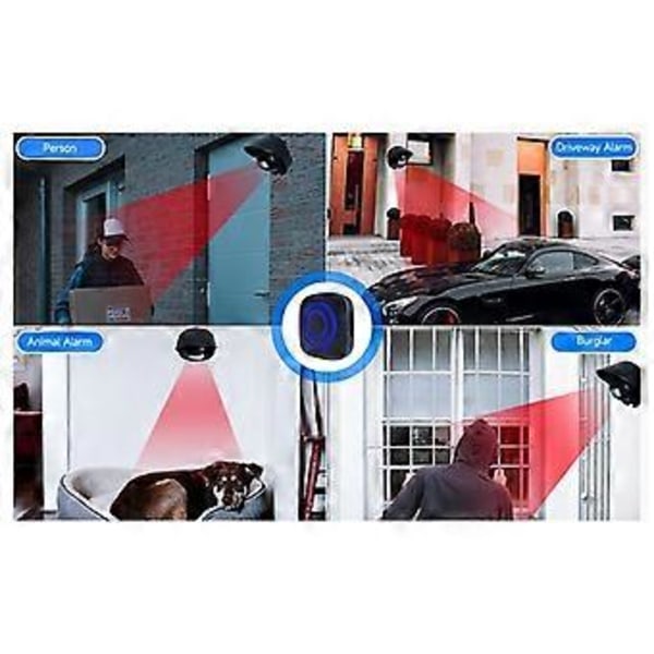 Gate Entry Besøgende Dørklokke Alarm AC110-240V Trådløs Bevægelsessensor Dørklokke (B) EU Stik