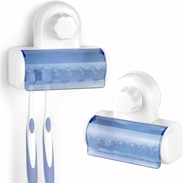 2Pcs Self Adhesive Toothbrush Holder with Bathroom Sleeve, 5 Slot Wall Mounted Toothbrush Organizer for Shower, Dorm, Cabinet