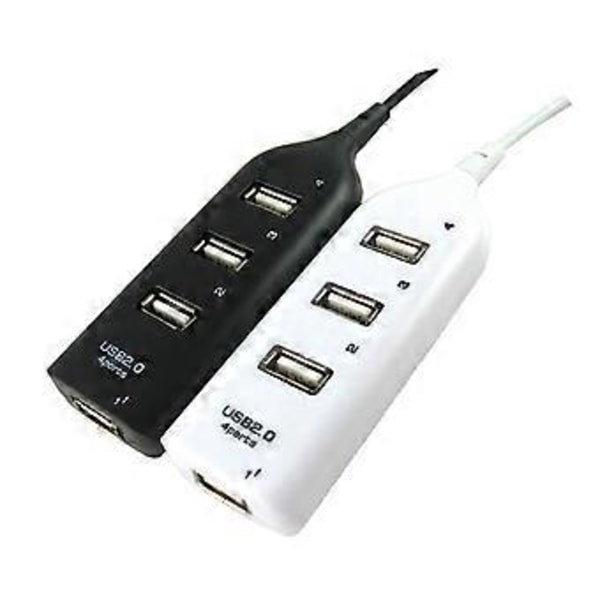 USB Hub 2.0 Multi-USB Høyhastighets Hub Splitter 4-Port USB Hub Adapter for Laptop Mottaker Datatilbehør Svart