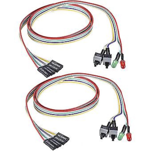 2 stk. Computerkabinet Atx Tænd/Sluk Reset Switch Kabel med 2 Led Lys Rød Grøn Atx Kabinet Fr