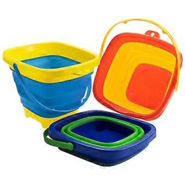 3 st Hopfällbar Hink Hopfällbar Hink Sandhinkar Silikonhink för Barn Strandlek Camping 2L